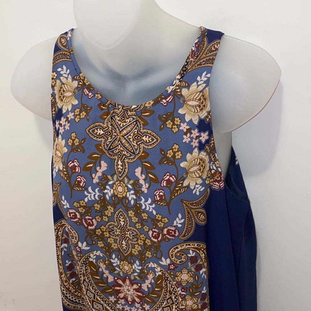 Ark n Co & Co Dress Tunic Top Shirt Paisley Blue NWT Small S - Picture 2 of 7